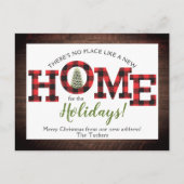 kerstboombuffel met geplakt Rustic New HOME Postc Briefkaart (Voorkant)