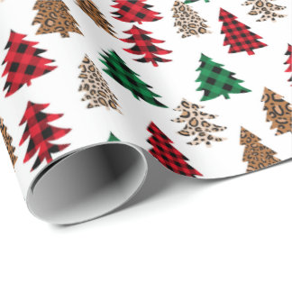 kerstboombuffels en luipaard cadeaupapier