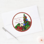 kerstboomcadeau ronde sticker (Envelop)