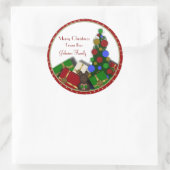 kerstboomcadeau ronde sticker (Tas)