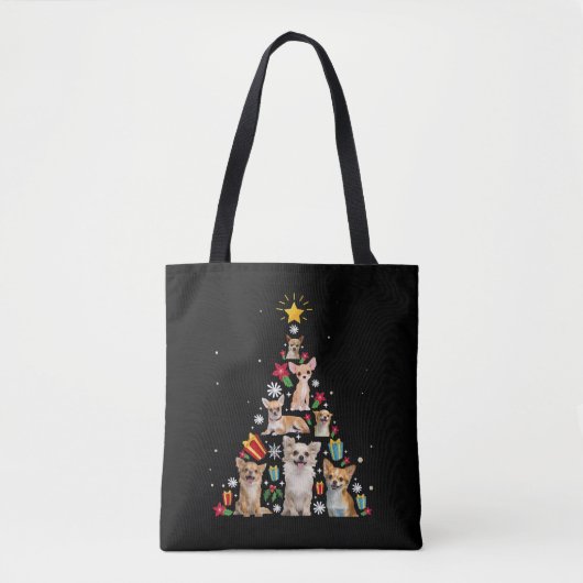 kerstboomcadeau voor chihuahua tote bag (Voorkant)
