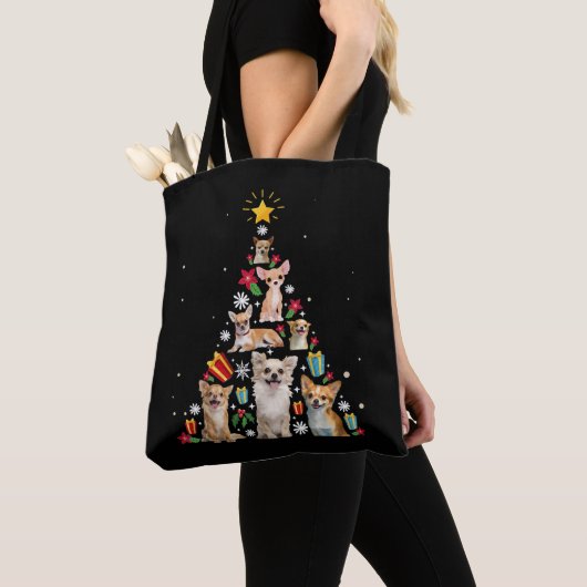 kerstboomcadeau voor chihuahua tote bag (Dichtbij)
