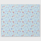 kerstboomcadeautje snoep blauw cadeaupapier (Vlak)