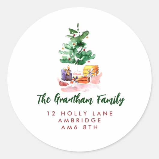 kerstboomcirkel Retouradreslabel Ronde Sticker (Voorkant)