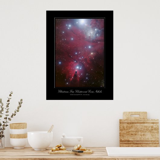 Kerstboomcluster en kone nevel poster (Keuken)