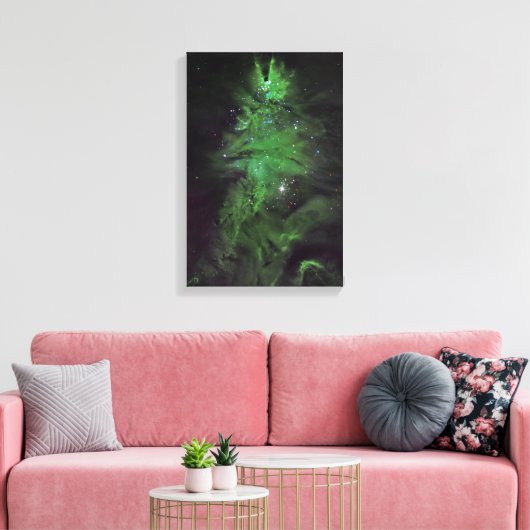 Kerstboomcluster in de ruimte | canvas afdruk (Insitu (Woonkamer))