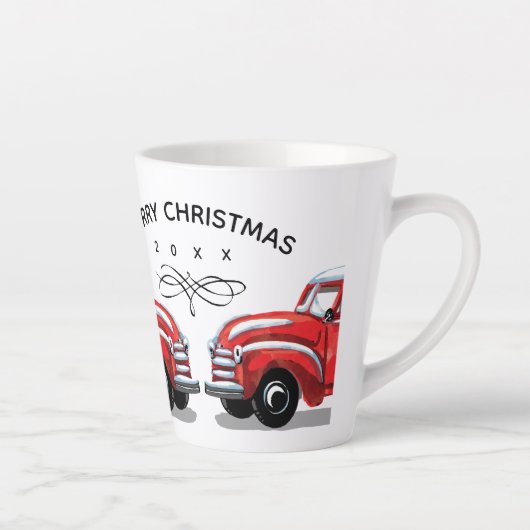  kerstboomcursus met rode vrachtwagen latte mok (Rechts)