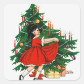 kerstboomdansen vierkante sticker (Voorkant)
