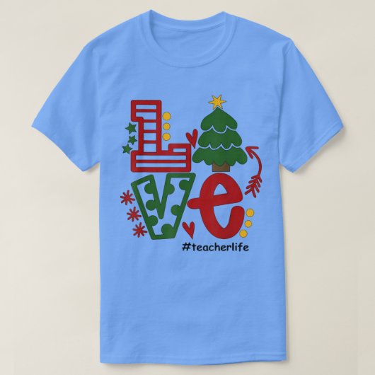 Kerstboomdecoratie liefdesleraar kerstbomen t-shirt (Design voorkant)
