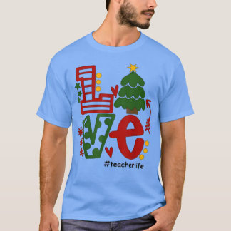 Kerstboomdecoratie liefdesleraar kerstbomen t-shirt