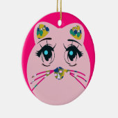 kerstboomdecoratie rond kat keramisch ornament (Rechts)