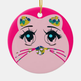 kerstboomdecoratie rond kat keramisch ornament