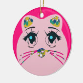 kerstboomdecoratie rond kat keramisch ornament (Links)