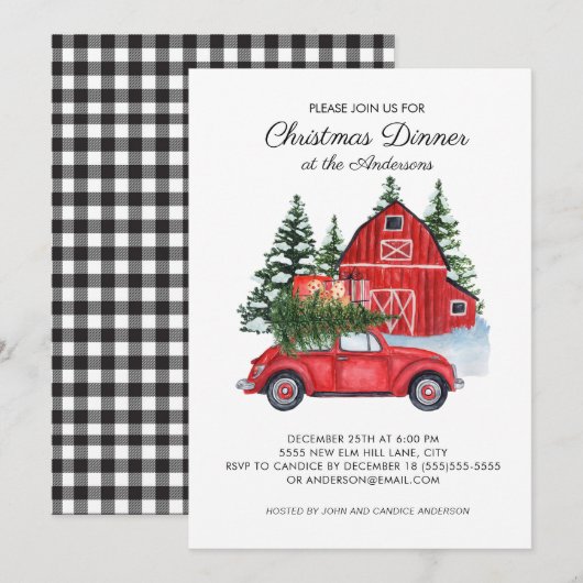  kerstboomdiner met rode kruis kaart (Voorkant / Achterkant)