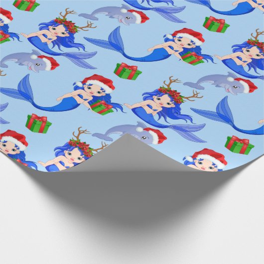 kerstboomdolfijnen cadeaupapier (Hoek)