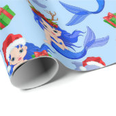 kerstboomdolfijnen cadeaupapier (Rol Hoek)