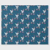 kerstboomduif op blauw cadeaupapier (Vlak)