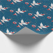 kerstboomduif op blauw cadeaupapier (Hoek)