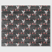 kerstboomduif op houtwapier cadeaupapier (Vlak)