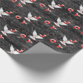 kerstboomduif op houtwapier cadeaupapier (Hoek)