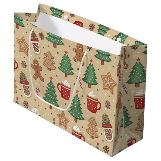 KERSTBOOMEN GEBRANDKOEK MANNEN WARME CHOCOLADE GROOT CADEAUZAKJE (Voorkant Gekanteld)