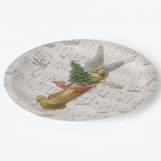 kerstboomengel Antiek Victoriaans papier schroot Papieren Bordje (Gekanteld)