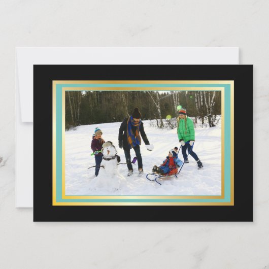 kerstboomfairy Light Cool Gold Family Foto Kaart (Achterkant)