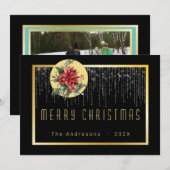 kerstboomfairy Light Cool Gold Family Foto Kaart (Voorkant / Achterkant)