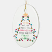 kerstboomfamilie met 3 aankondiging van zwangersch keramisch ornament (Links)