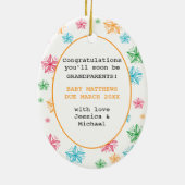 kerstboomfamilie met 3 aankondiging van zwangersch keramisch ornament (Achterkant)