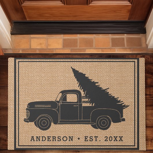  kerstboomfamilie naam Rustic Deurmat