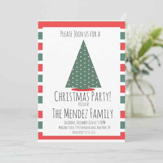 kerstboomfeest met kerstfeest kaart (Staand voorkant)