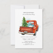 kerstboomfeest met rode vrachtwagen notitiekaartje (Voorkant)