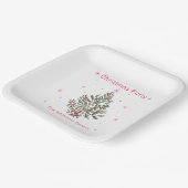 Kerstboomfeest rood en wit papieren bordje (Gebogen)