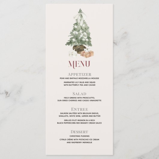 Kerstboomfeest Waterverf feestdag Menu (Voorkant)