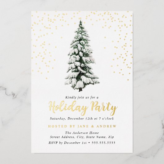 kerstboomfeestdag folie uitnodiging (Voorkant)