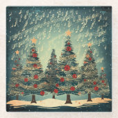 Kerstboomfeestdag Glazen Onderzetter (Voorkant)