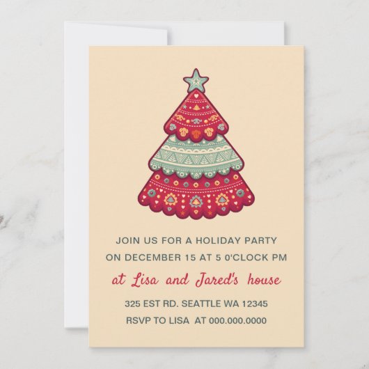 kerstboomfeestdag in Cute Pattern Kaart (Voorkant)