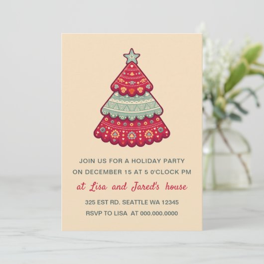 kerstboomfeestdag in Cute Pattern Kaart (Staand voorkant)