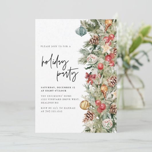 Kerstboomfeestdag in modern script kaart (Staand voorkant)