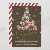 kerstboomfeestdag met blauwe cirkels kaart (Voorkant / Achterkant)