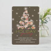 kerstboomfeestdag met blauwe cirkels kaart (Staand voorkant)