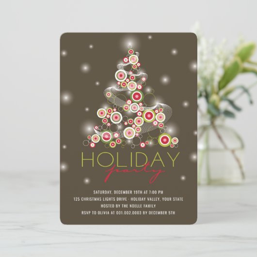 kerstboomfeestdag met blauwe cirkels kaart (Staand voorkant)