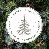 kerstboomfeestdag met luie pasta ronde sticker