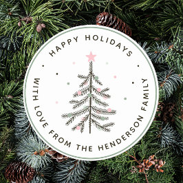 kerstboomfeestdag met luie pasta ronde sticker