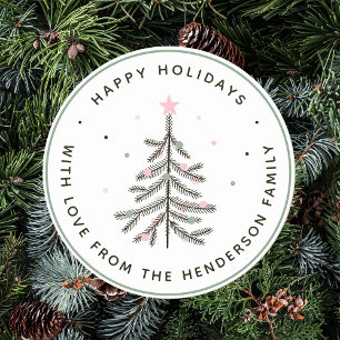 kerstboomfeestdag met luie pasta ronde sticker