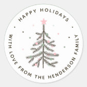 kerstboomfeestdag met luie pasta ronde sticker (Voorkant)