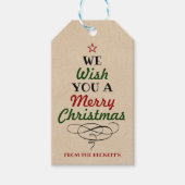 kerstboomfeestdag met Trendy Typography Cadeaulabel (Voorkant)