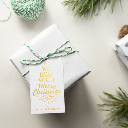 kerstboomfeestdag met Trendy Typography Cadeaulabels