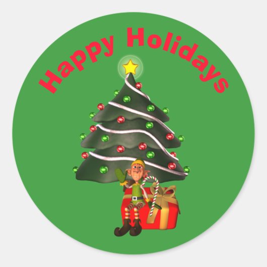 Kerstboomfeestdag voor mannen ronde sticker (Voorkant)